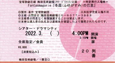 冬霞の巴里_宝塚歌劇チケット_20列