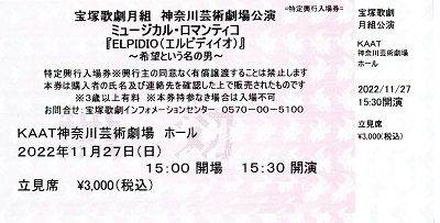 ELPIDIO(千秋楽)_立見席_宝塚歌劇チケット